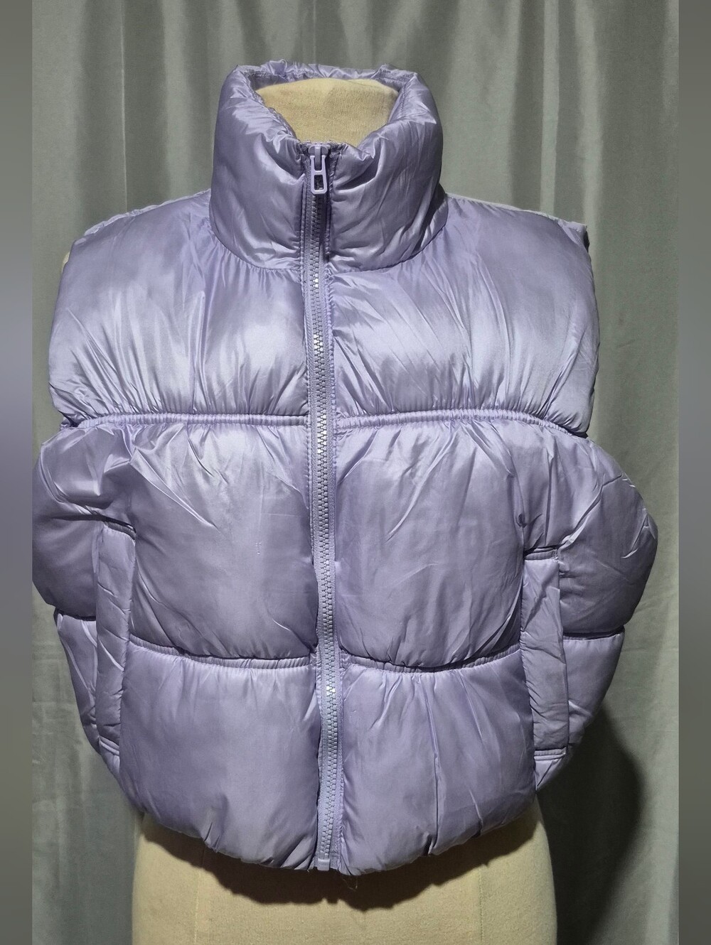 H&M Lavender Puff Vest with High Collar